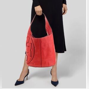 Tory Burch Hobo leather Logo Bag, Orange/red